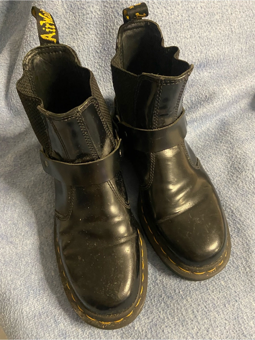 Dr. MARTENS Black WINCOX Harness MOTO Leather Chelsea Boots